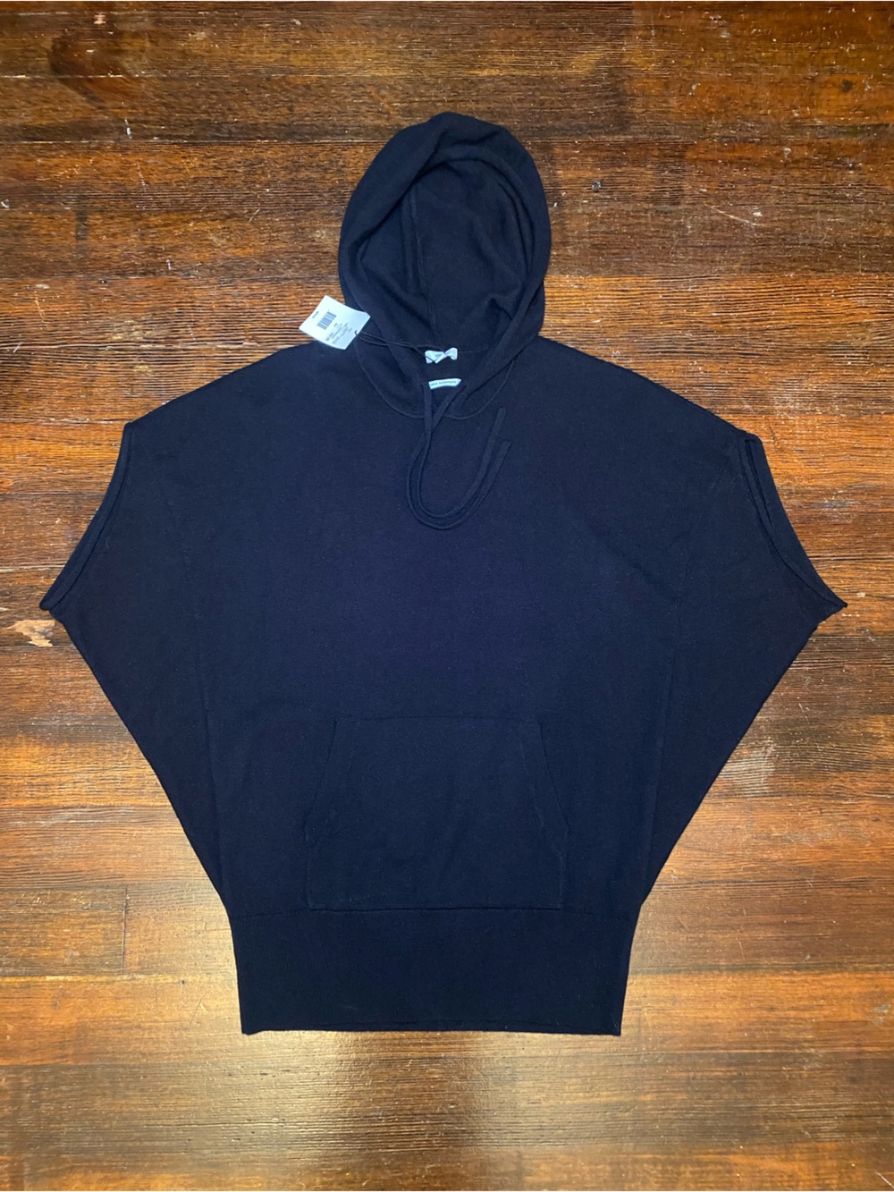 NWT Vince Black Short-Sleeve Batwing Dolman Sleeve 100% Cashmere Hooded Sweater